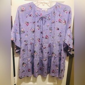 Chic Soul Lavender Floral Top 1X - 
New w/o tag